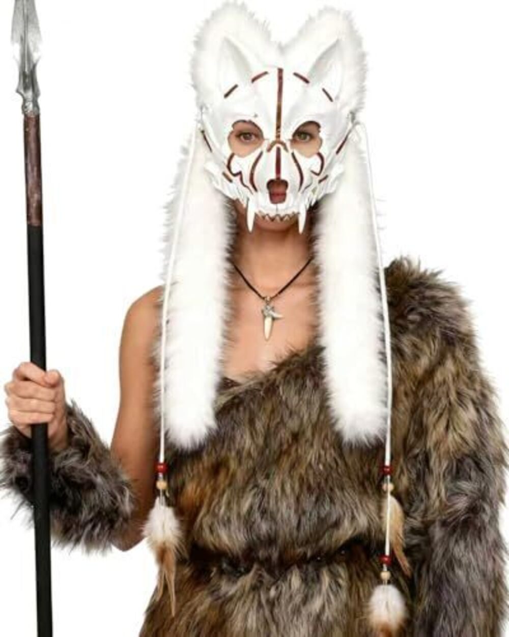 3318 Furry Wolf Mask Viking Fur Fox Mask Barbarian Werewolf Cosplay